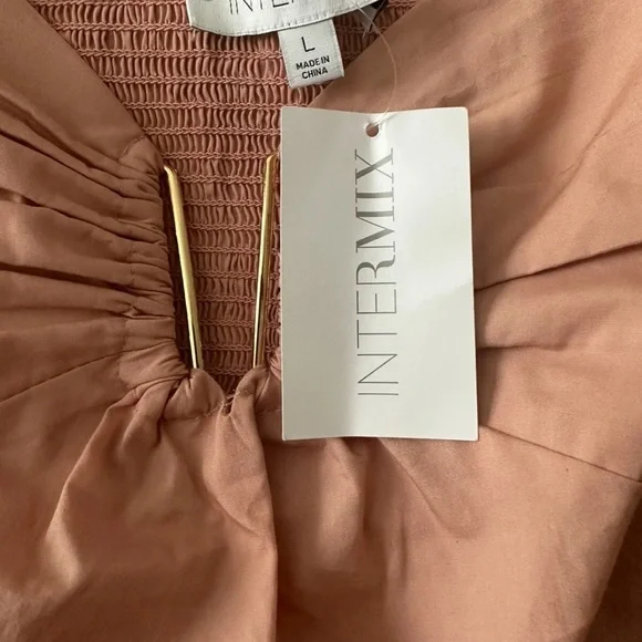 INTERMIX Blush Puff Sleeve Blouse L - Picture 4 of 7